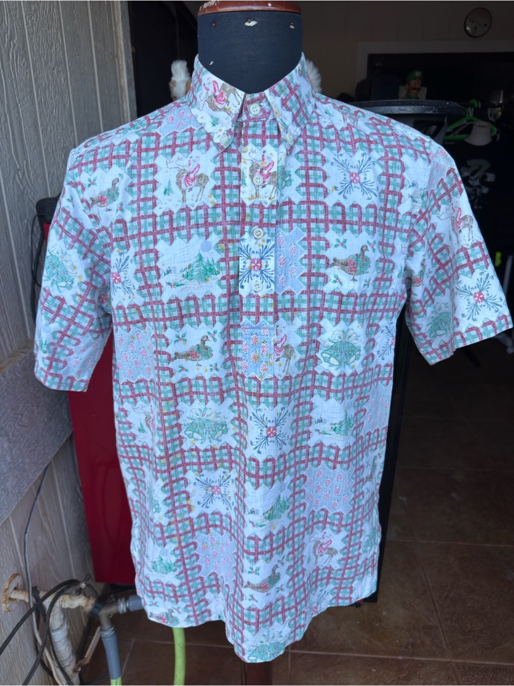 RARE Vintage 1989 Reyn Spooner Mele Kalikimaka Button Front Christmas Shirt Sz M